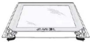 Line drawing of a rectangular frame with decorative legs and a central screen (no text or symbols)