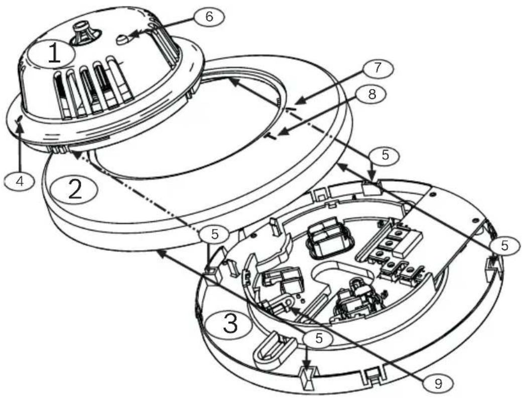 Technical diagram of a mechanical assembly with numbered components for identification
