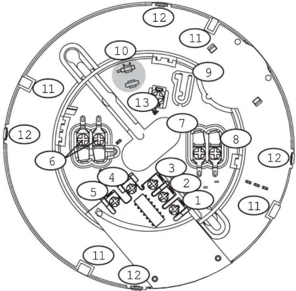 Technical diagram of a circular device with numbered components, likely an electrical or mechanical assembly.