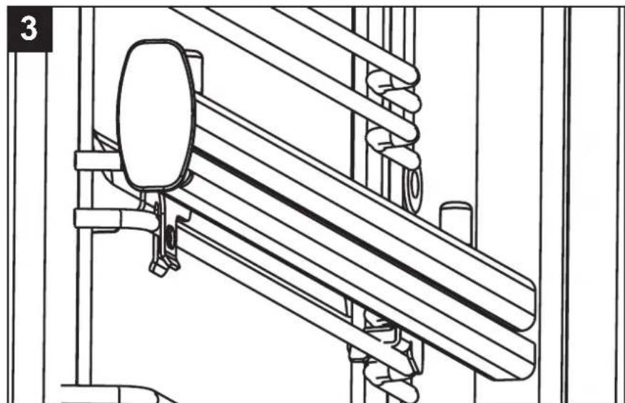 Technical line drawing of a mechanical assembly with rods and brackets (no text or symbols).