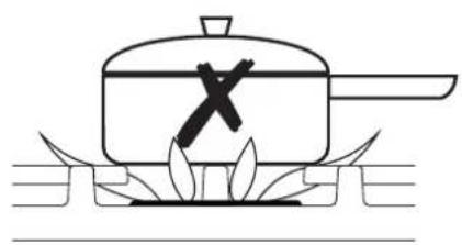 Simple line drawing of a cooking pot on a stove with flames and steam (no text or symbols)