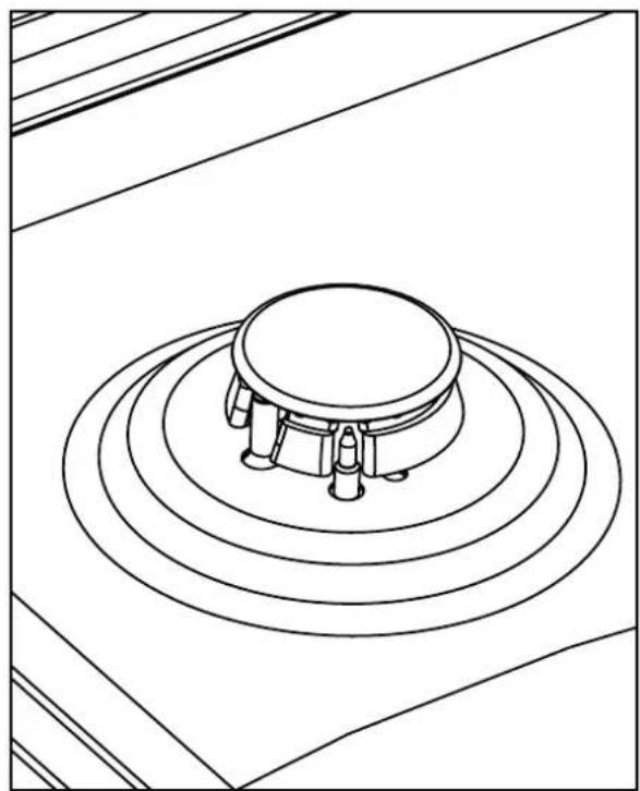 Technical line drawing of a mechanical component with concentric circular grooves (no text or symbols)
