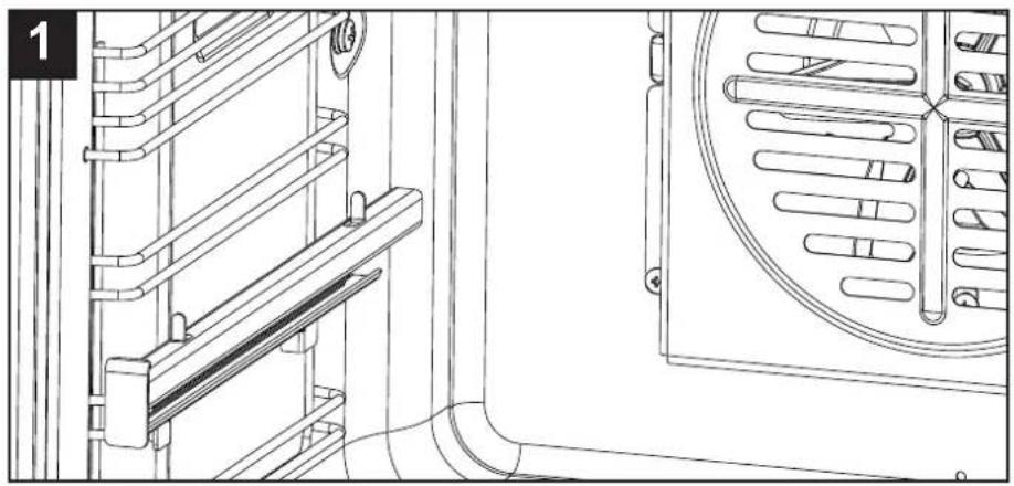 Technical line drawing of a mechanical assembly with pipes and a circular component (no text or symbols)