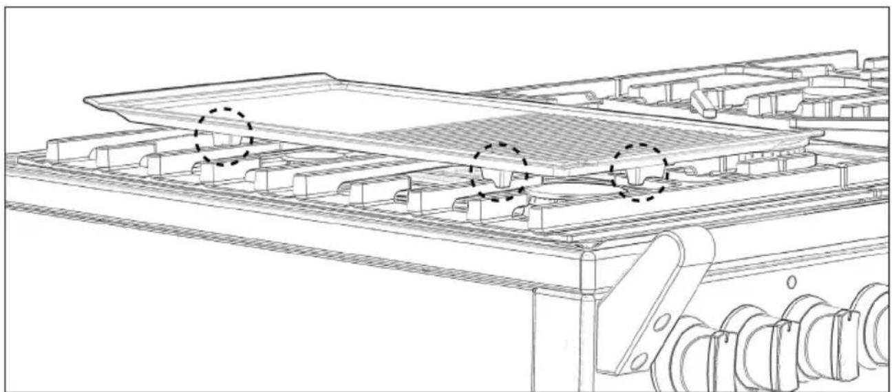 Technical line drawing of a mechanical assembly with layered components and mounting brackets (no text or symbols)