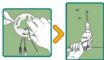 Illustration showing a hand using a tool to apply a component to a drill bit, with an arrow indicating the process.