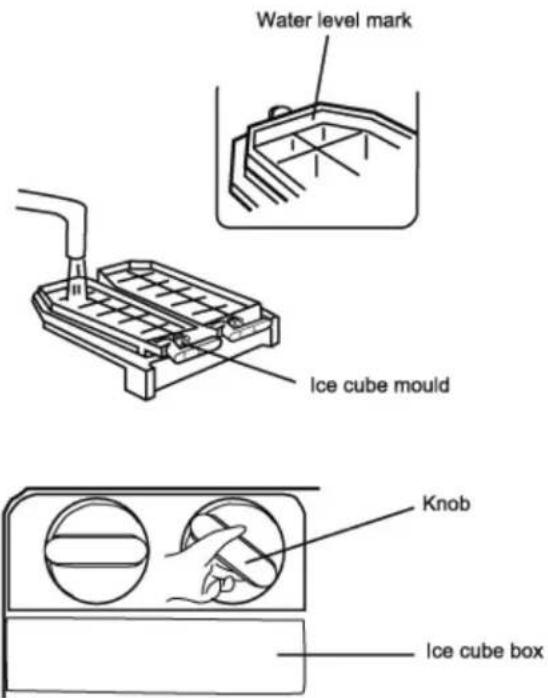 Water level mark Ice cube mould Knob Ice cube box