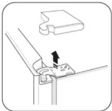 Diagram showing a mechanical assembly with a bracket and a hanging part, no text or symbols present