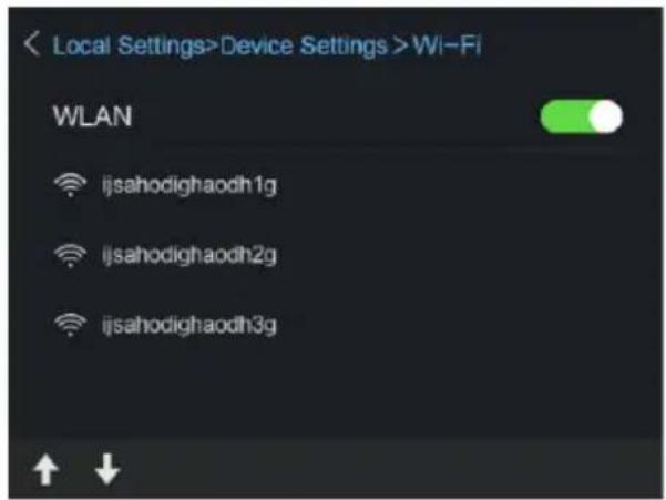 < Local Settings>Device Settings >Wi-Fi WLAN ijsahodighaodh1g ijsahodighaodh2g ijsahodighaodh3g