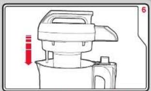 Line drawing of a kitchen mixer with a red arrow indicating the handle (no text or symbols present)