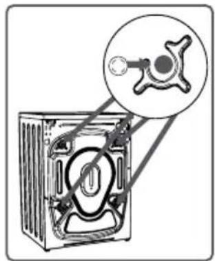 Diagram of a washing machine with a close-up inset showing internal components (no text or labels).