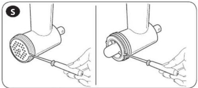 Illustration of two hands using a tool to lift a mechanical component, showing motion (no text or symbols)