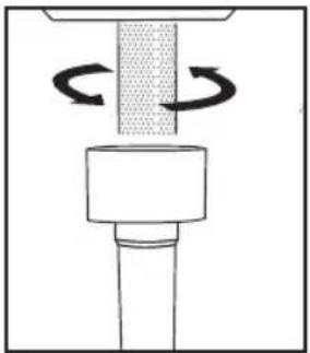 Diagram of a mechanical press or valve mechanism with rotating arrows indicating motion (no text or symbols)