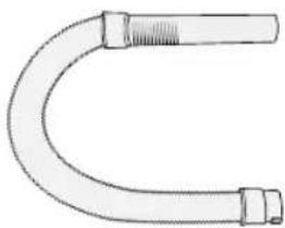 Simple line drawing of a U-shaped pipe with a handle and flange (no text or symbols)