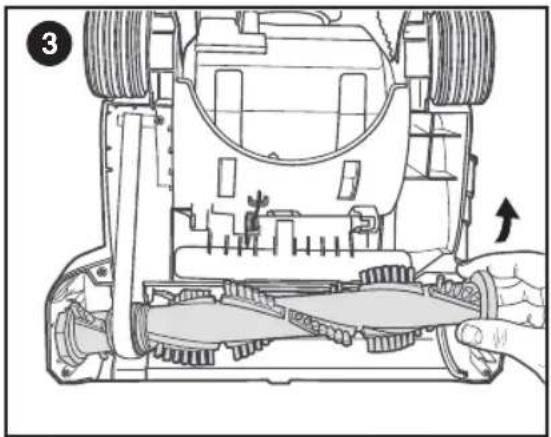 Technical diagram of a robotic car interior showing gear and wheel components, with a hand adjusting the base (no text or symbols present)