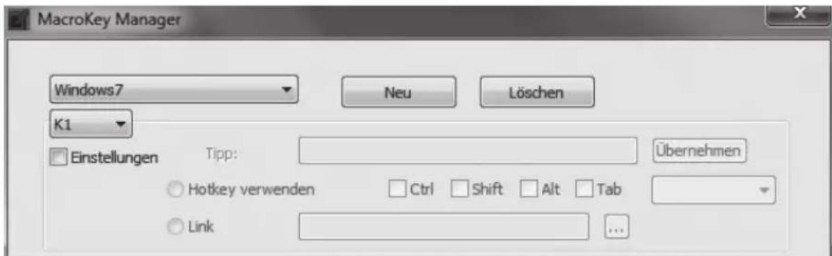 MacroKey Manager Windows7 K1 Einstellungen Tipp: Übernehmen Hotkey verwenden Ctrl Shift Alt Tab Link ...