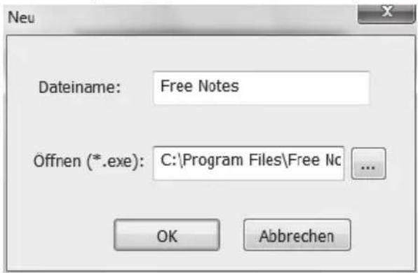 Dateiname: Free Notes Öffnen (*.exe): C:\Program Files\Free No ... OK Abbrechen