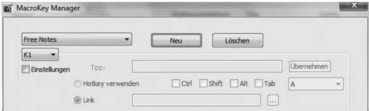 MacroKey Manager Free Notes K1 Einstellungen Tipp: Übernehmen Hotkey verwenden Ctrl Shift Alt Tab A Link