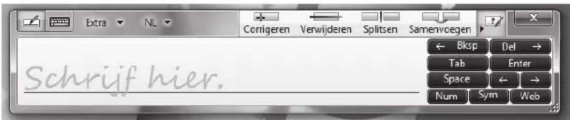 Extra NL Corrigeren Verwijderen Splitsen Samenvoegen ← Bksp Del → Tab Enter Space ← → Num Sym Web Schrijf hier.