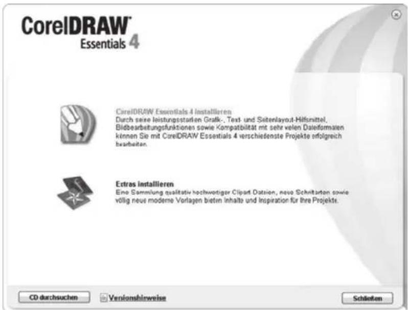 CorelDRAW® Essentials 4 CorelDRAW Essentials 4 installieren Durch seine leistungsstarten Grafik-, Text- und Seitenlayout-Hilfsmittel, Bildbearbeitungsfunktionen sowie Kompatibilität mit sehr vielen Dateformaten kinnen Sie mit CorelDRAW Essentials 4 verschiedene Projekte erfolgreich bearbeiten. Estras installieren Eine Sammlung qualitativ hochwertiger Clipart Datsion, neue Schrittarten sowie völlig neue moderne Vorlagen bieten Inhalte und Inspiration für ihre Projekte. CD durchsuchen Versionshinweise Schäften