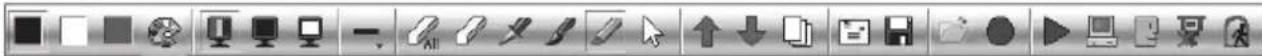 Toolbar with various application icons including selection, zoom, and editing tools