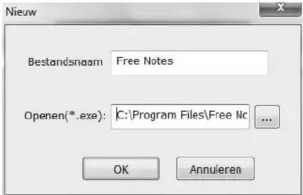 Nieuw Bestandsnaam Free Notes Openen(*.exe): C:\Program Files\Free Nc ... OK Annuleren