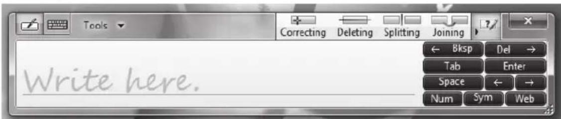Tools Correcting Deleting Splitting Joining ← Bksp Del → Tab Enter Space ← → Num Sym Web Write here.