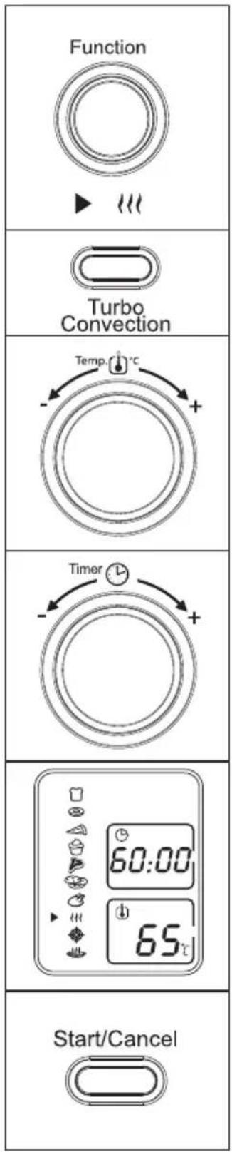 Function Turbo Convection Temp. 10°C Timer Start/Cancel