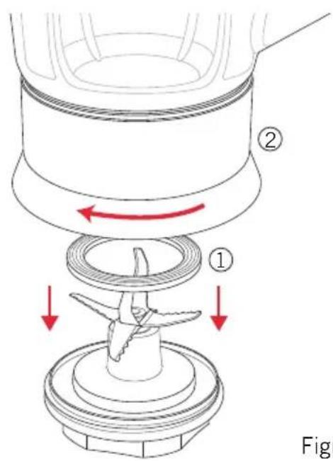 Diagram illustrating a kitchen knife tool with labeled parts and directional arrows indicating movement or assembly.