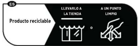 ES Producto reciclable LLEVARLO A LA TIENDA A UN PUNTO LIMPIO