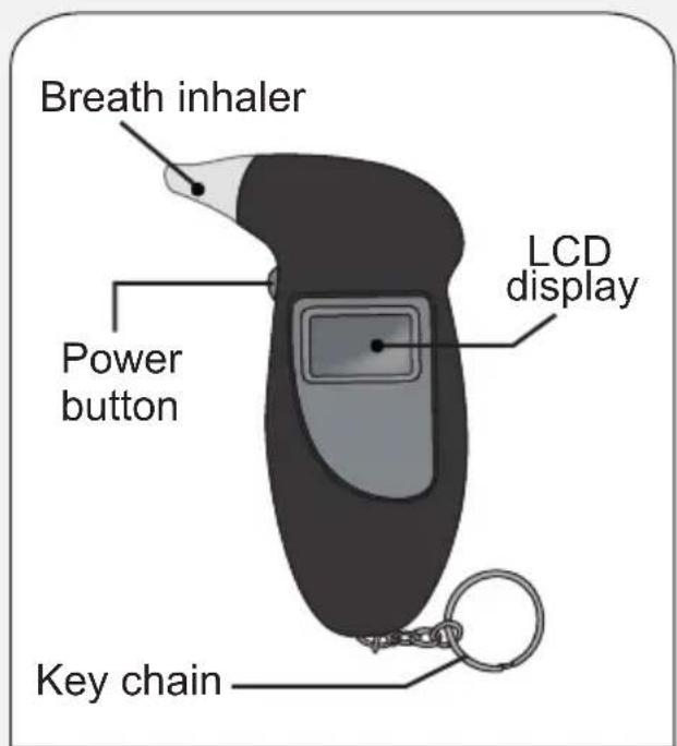 Breath inhaler Power button LCD display Key chain