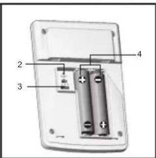 Diagram of a battery pack with labeled components including two batteries and numbered parts 2 and 3.