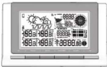 Weather control panel display showing weather icons, time settings, and digital status indicators