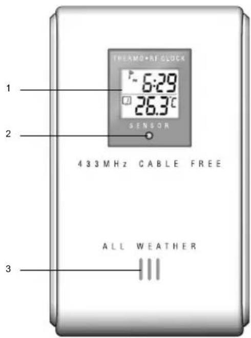 THERMO+RF CLOCK 6:29 26.3°C SENSOR 4 3 3 MHz CABLE FREE ALL WEATHER