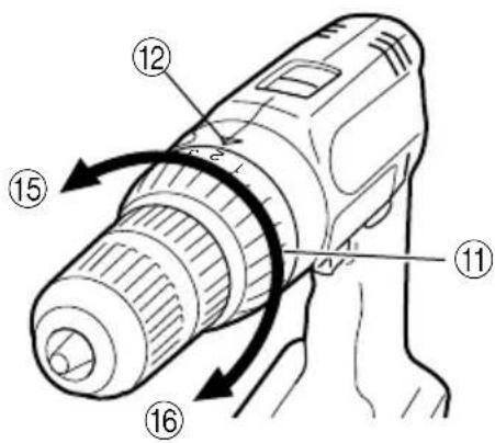 Diagram of a drill bit with numbered parts and directional arrows indicating motion or movement