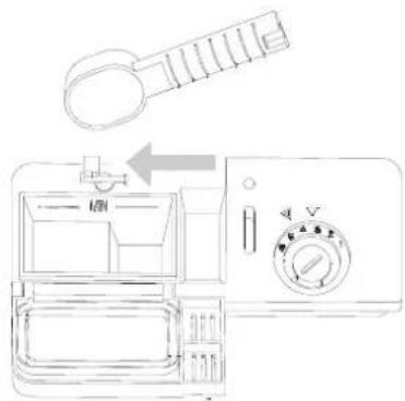 Diagram of a washing machine with a thermometer and control panel, showing a left-hand rule for temperature measurement.