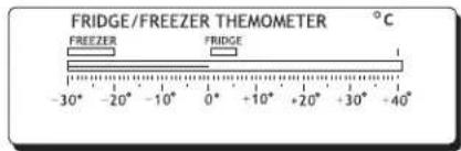 FRIDGE/FREEZER THEMOMETER °C FREEZER FRIDGE -30° -20° -10° 0° +10° +20° +30° -40°