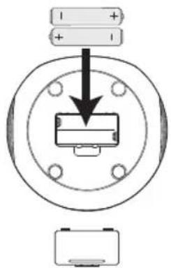 Diagram showing a battery symbol with polarity indicators and a central component, likely illustrating an electrical or mechanical assembly.
