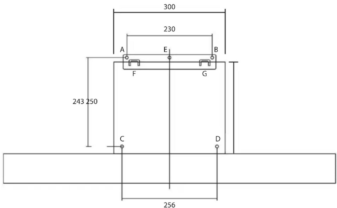 300 230 A E B F G 243 250 C D 256