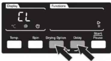 Display CL °C Functions Temp. Spin. Drying Option Delay Start Pause -/-