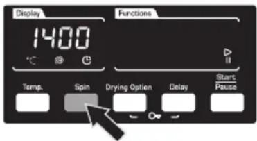 Display 1400 Functions Temp. Spin Drying Option Delay Start Pause
