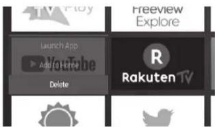 Freeview Explore Launch App Add to Home Delete R Rakuten TV