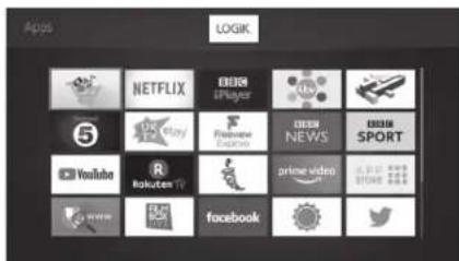 Appus LOGIK 5 NETFLIX 100% iPlayer Disney NEWS 100% SPORT YouTube Rokuten TV prime video facebook