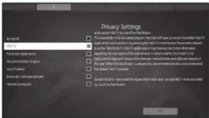 Software settings dialog box showing privacy configuration options with checkboxes and buttons