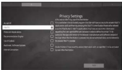 Privacy Settings A. 100% or 100% or 100% or the Red Button □ For a solution in the installed program for all we have access to the secret H5 TV services and other functions allowing H5 TV to deliver better information on the Red Button (H5 TV) is available here, but not to provide the information providing free user's own network or network-based information. □ To ensure that any and more of these networks can be used to file from the Red Button application, the corresponding data and information □ The secret H5 TV contains □ Do not limit how to use the other information with a copy H5 TV to be used □ Use the Red Button.