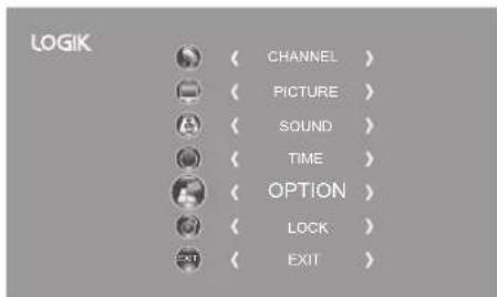 LOGIK CHANNEL PICTURE SOUND TIME OPTION LOCK EXIT