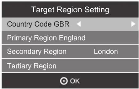 Target Region Setting Country Code GBR Primary Region England Secondary Region London Tertiary Region OK