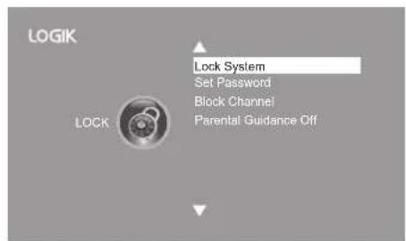 LOGIK LOCK Lock System Set Password Block Channel Parental Guidance Off