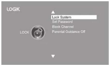 LOGIK Lock System Set Password Block Channel Parental Guidance Off