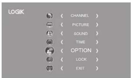 LOGIK CHANNEL PICTURE SOUND TIME OPTION LOCK EXIT EXIT