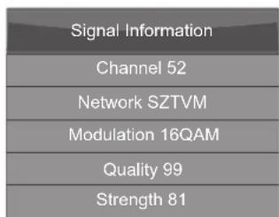 Signal Information Channel 52 Network SZTVM Modulation 16QAM Quality 99 Strength 81
